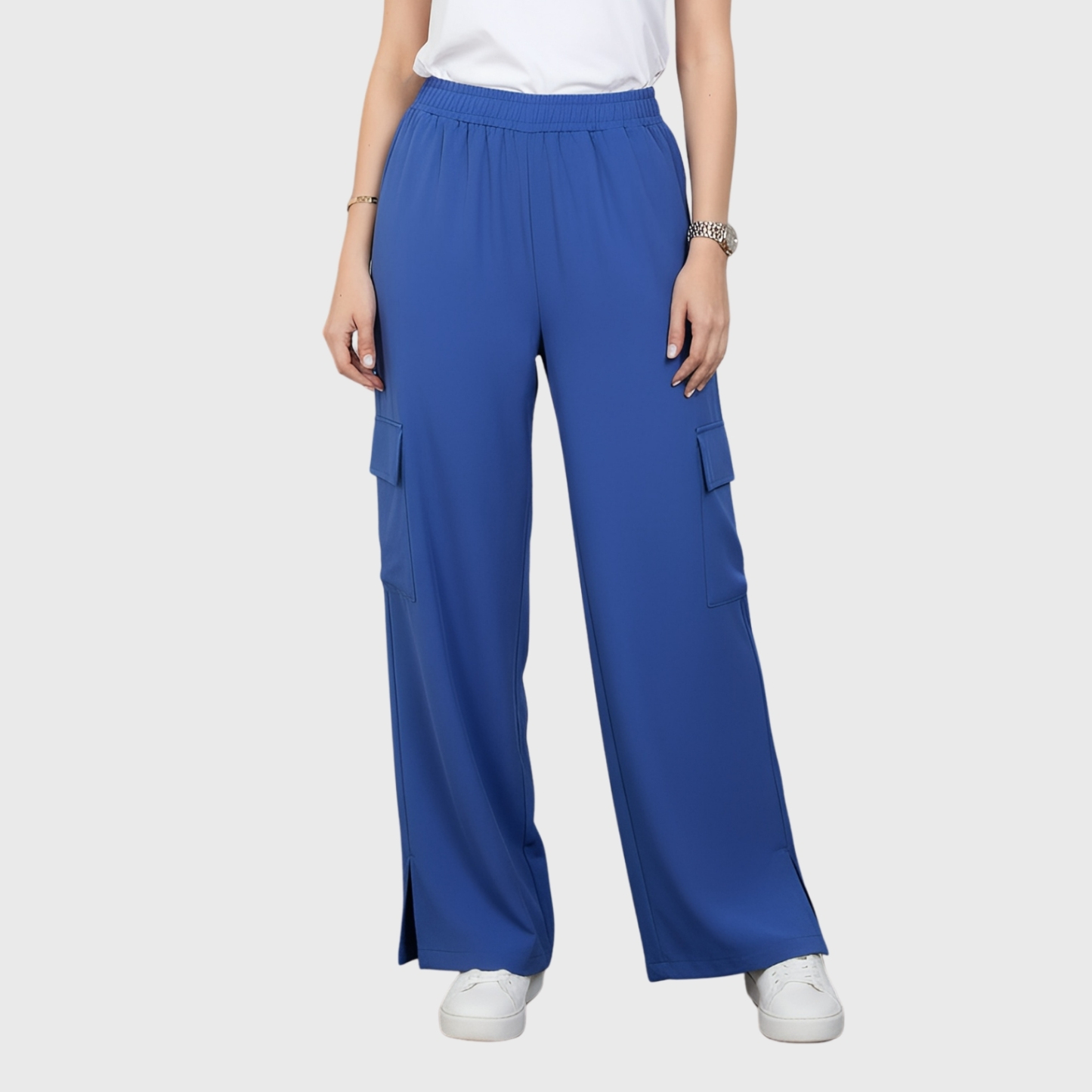 Women's 4-Pocket Wide Leg Elastic Waist Scrub Pants