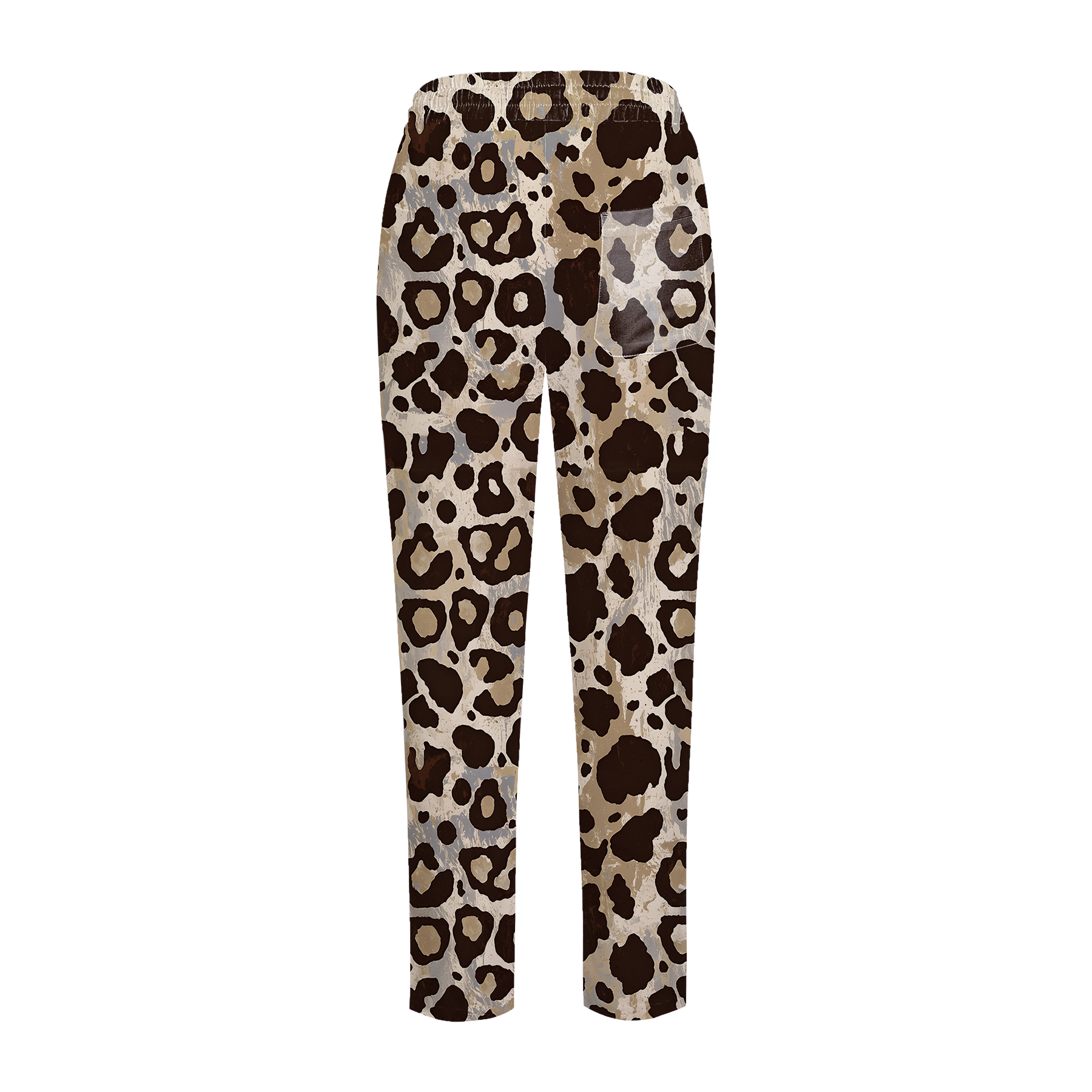Women's Straight Leg Brown Leopard Printed Scrub Pants