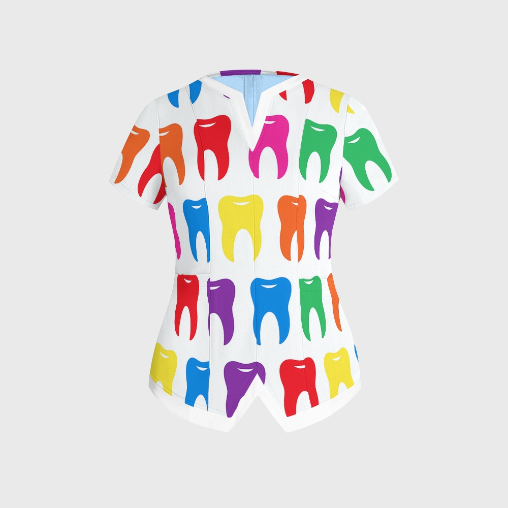 Women's Colorful Teeth Printed Scrub Set ST13