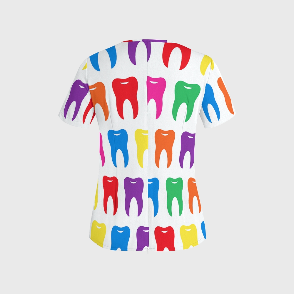 Women's Colorful Teeth Printed Scrub Set ST13