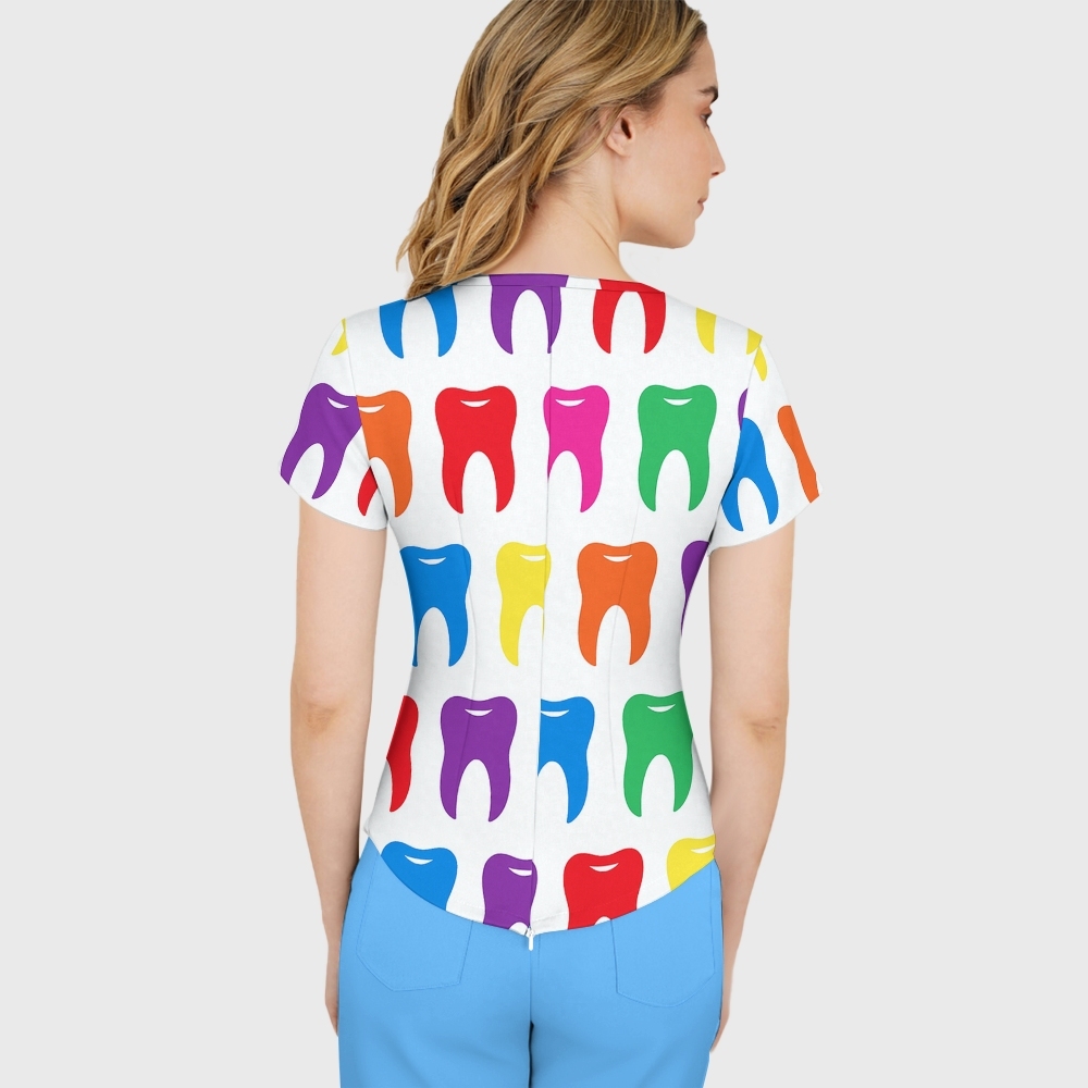 Women's Colorful Teeth Printed Scrub Set ST13