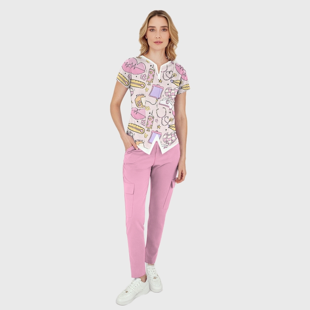 Women's Medical Objects Printed Scrub Set ST14