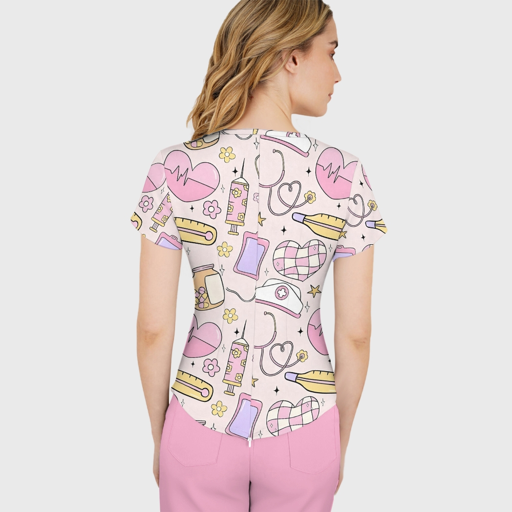 Women's Medical Objects Printed Scrub Set ST14
