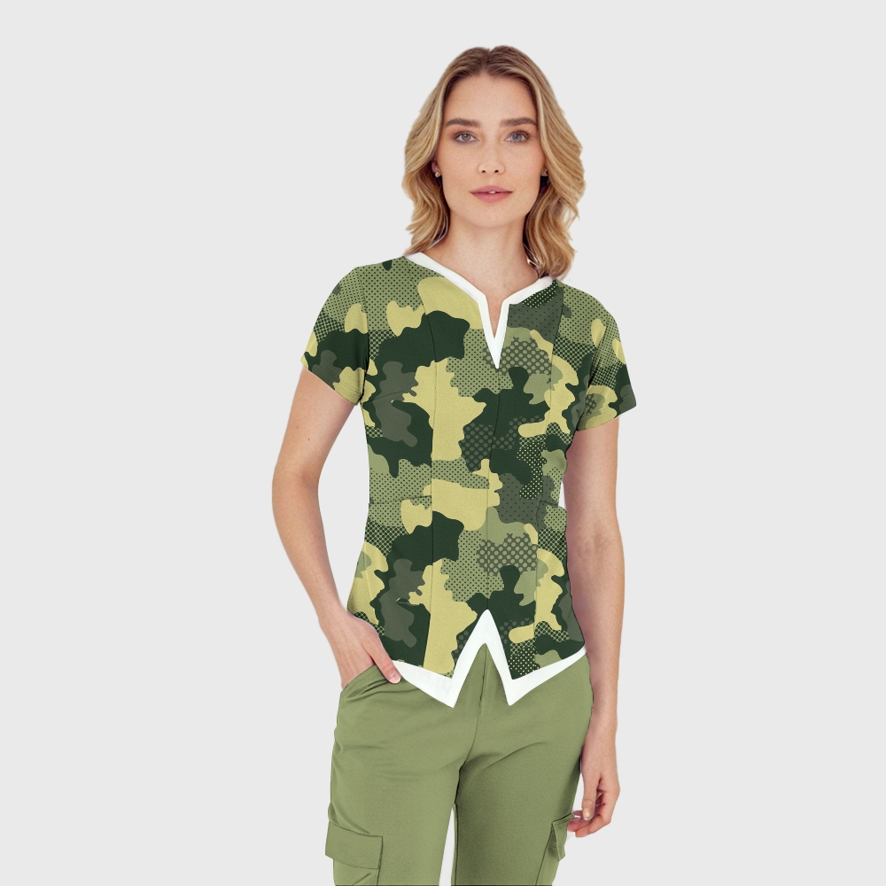 Women's Collage Camouflage Printed Scrub Set SA08