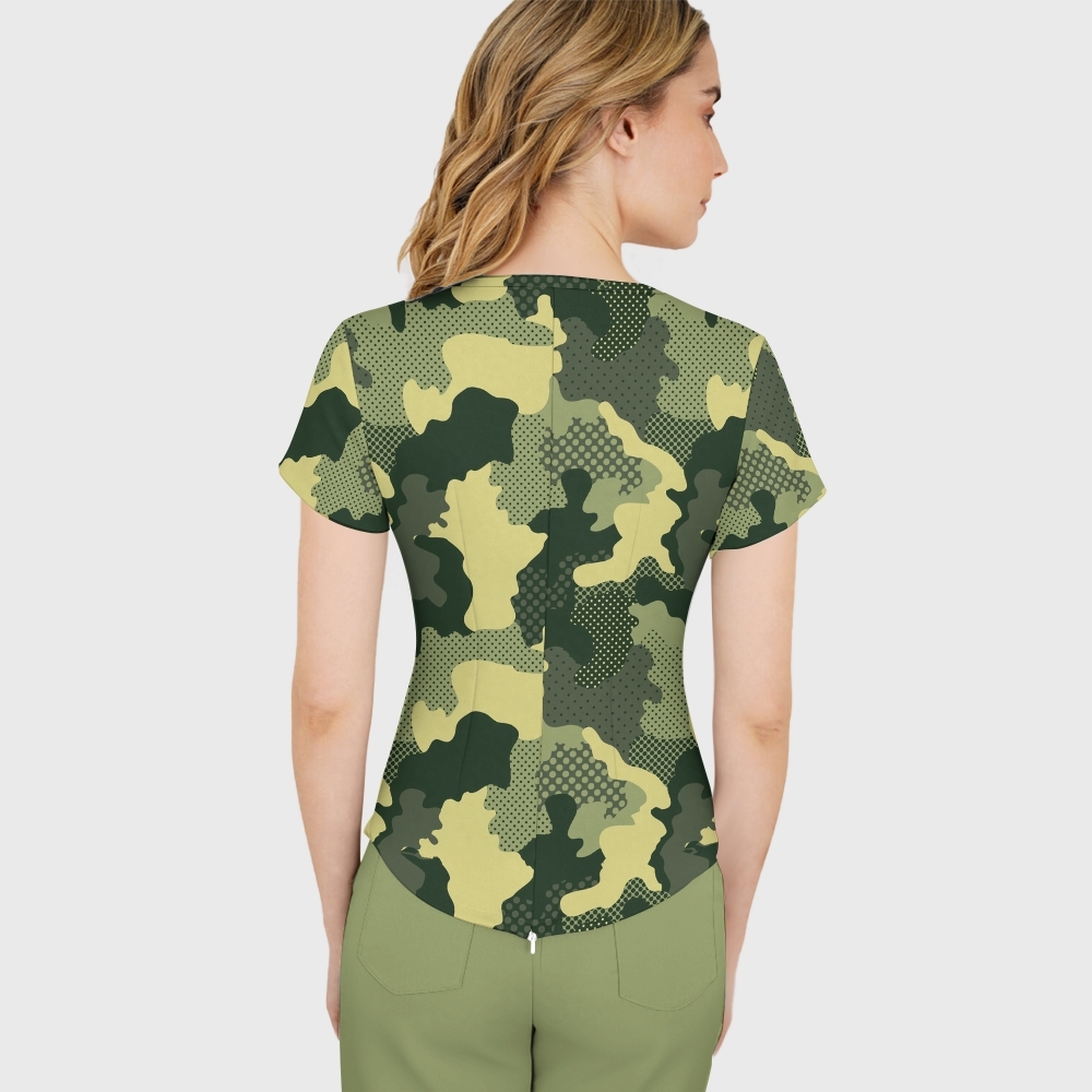 Women's Collage Camouflage Printed Scrub Set SA08