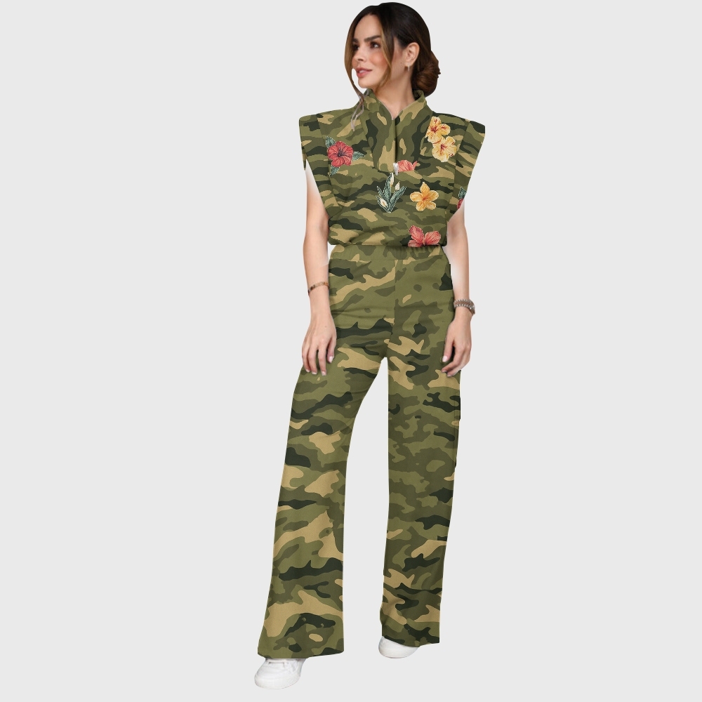 Women's Floral Camouflage Printed Scrub Set SA05