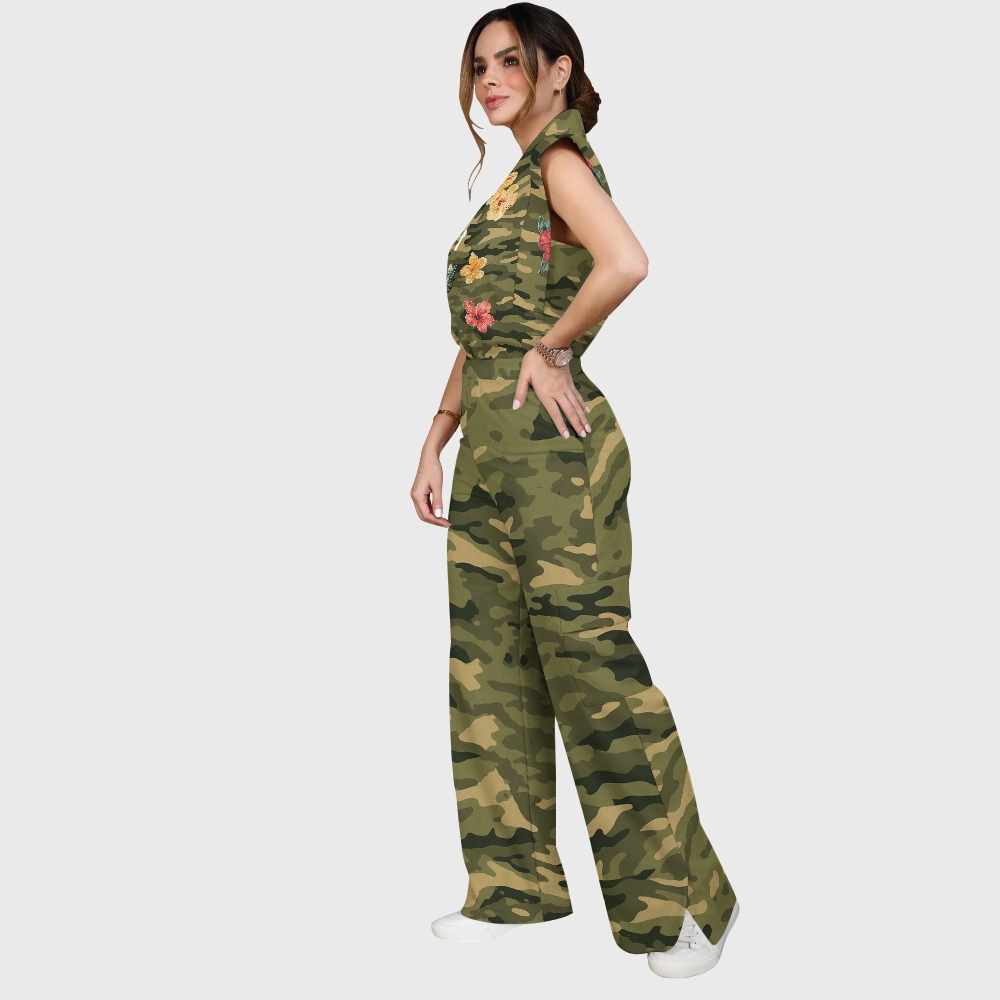 Women's Floral Camouflage Printed Scrub Set SA05