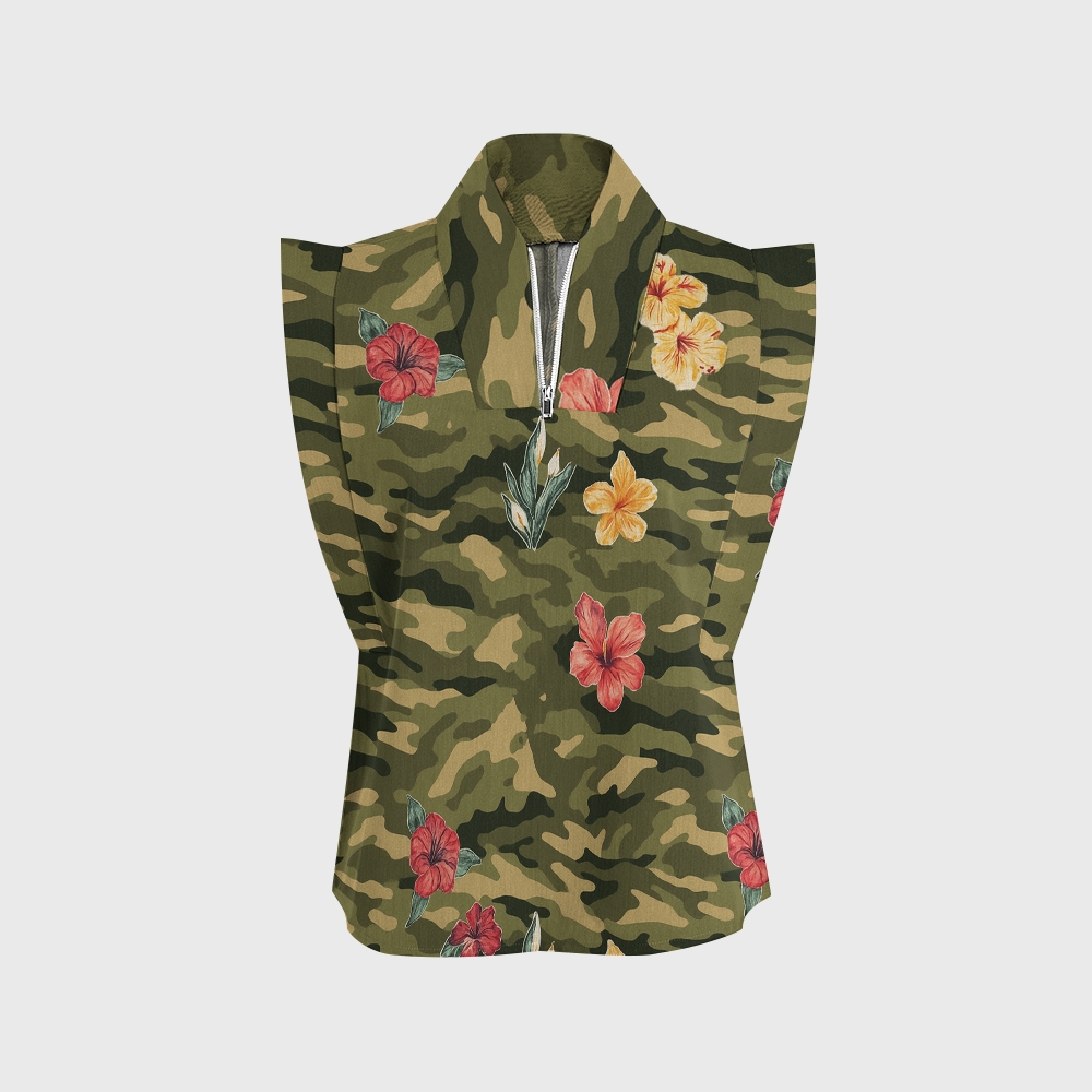 Women's Floral Camouflage Printed Scrub Set SA05