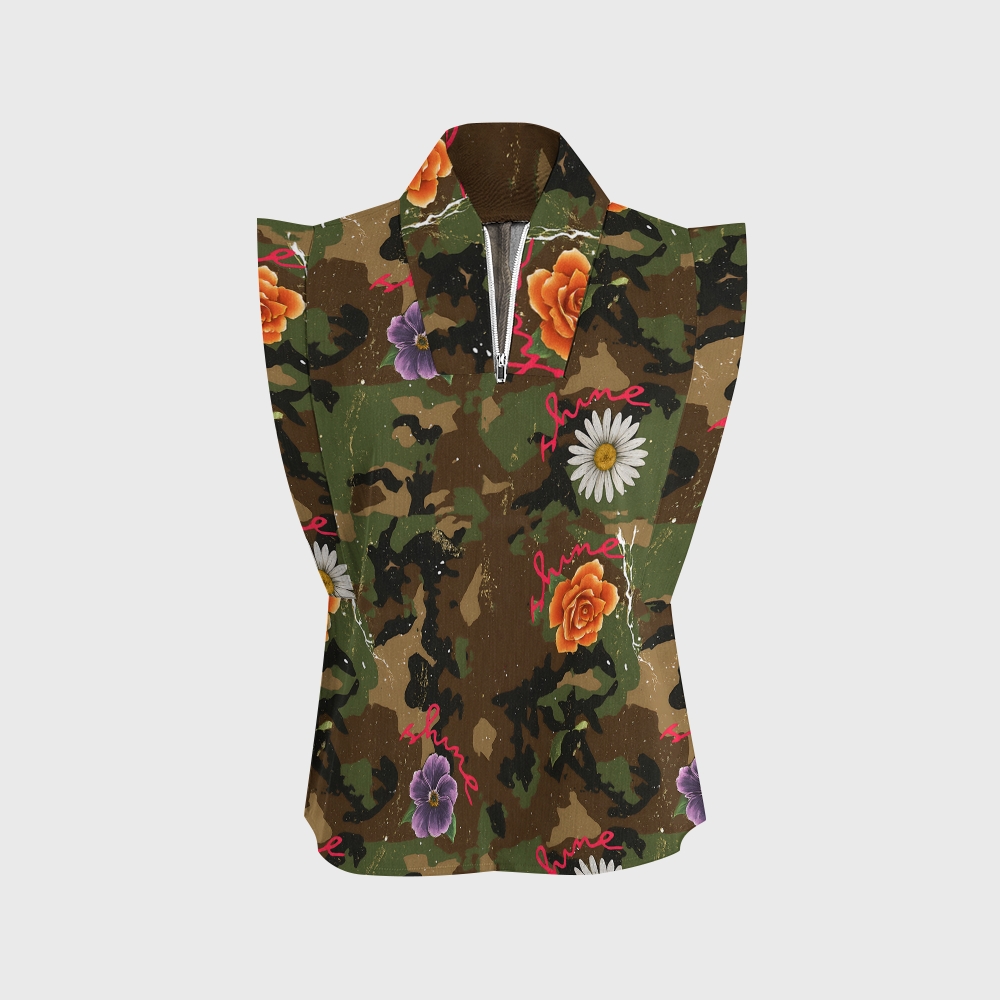 Women's Vintage Floral Camouflage Printed Scrub Set SA06