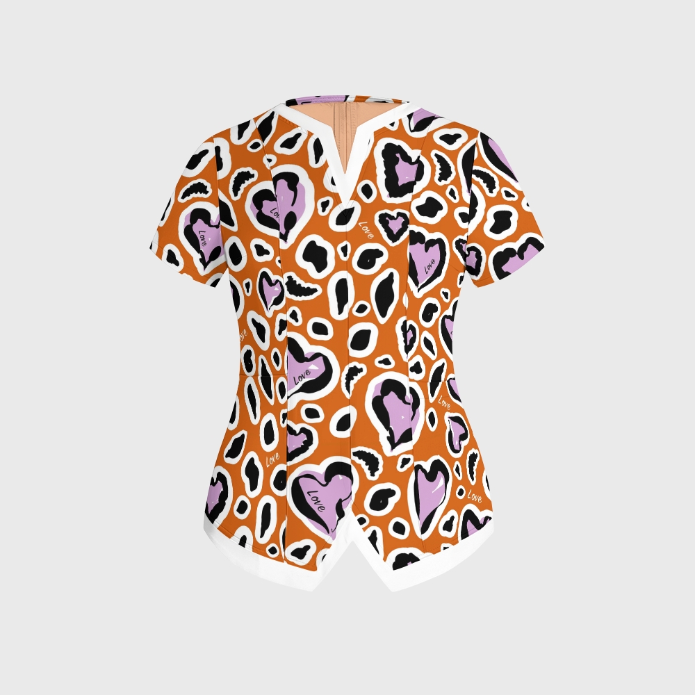 Women's Love Leopard Printed Scrub Set SL02