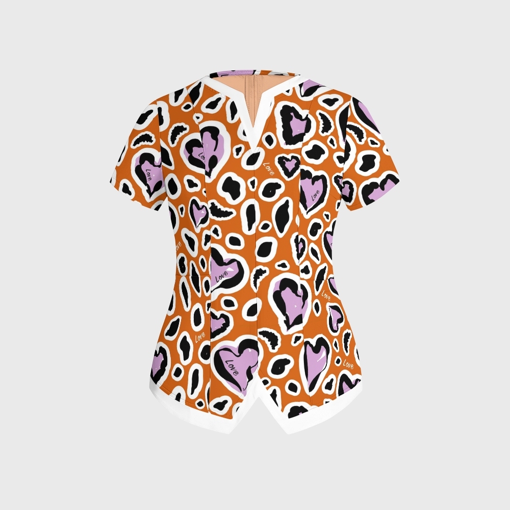 Women's Love Leopard Printed Scrub Set SL02