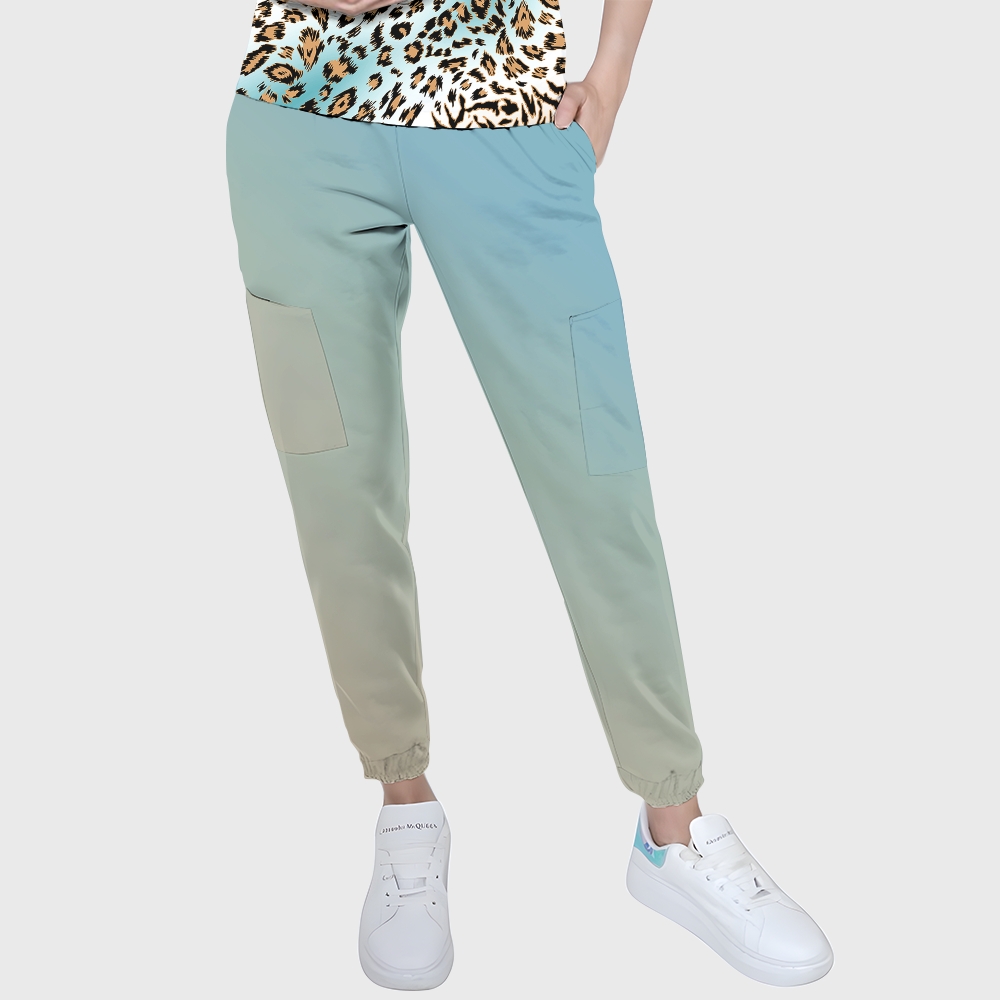 Women's Ombre Leopard Printed Scrub Set SL06