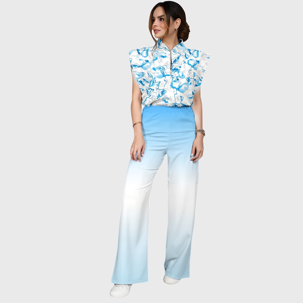 Women's Gradient Warm And Cold Color Scrub Set SG07