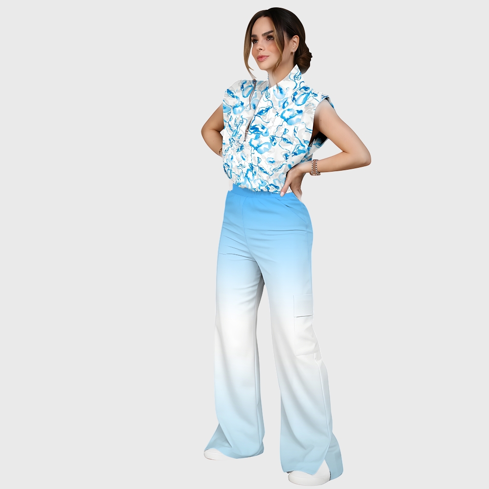 Women's Gradient Warm And Cold Color Scrub Set SG07