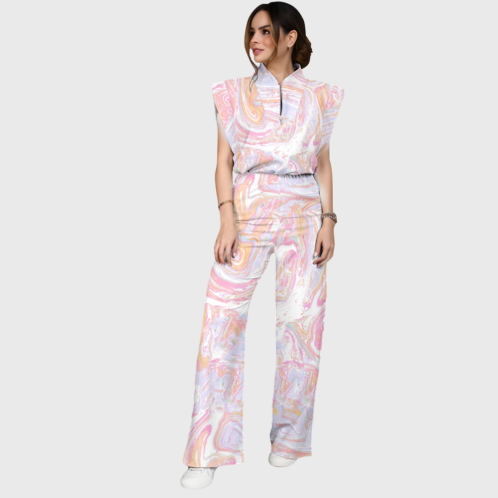 Women's Pastel Fluid Marble Printed Scrub Set SM04