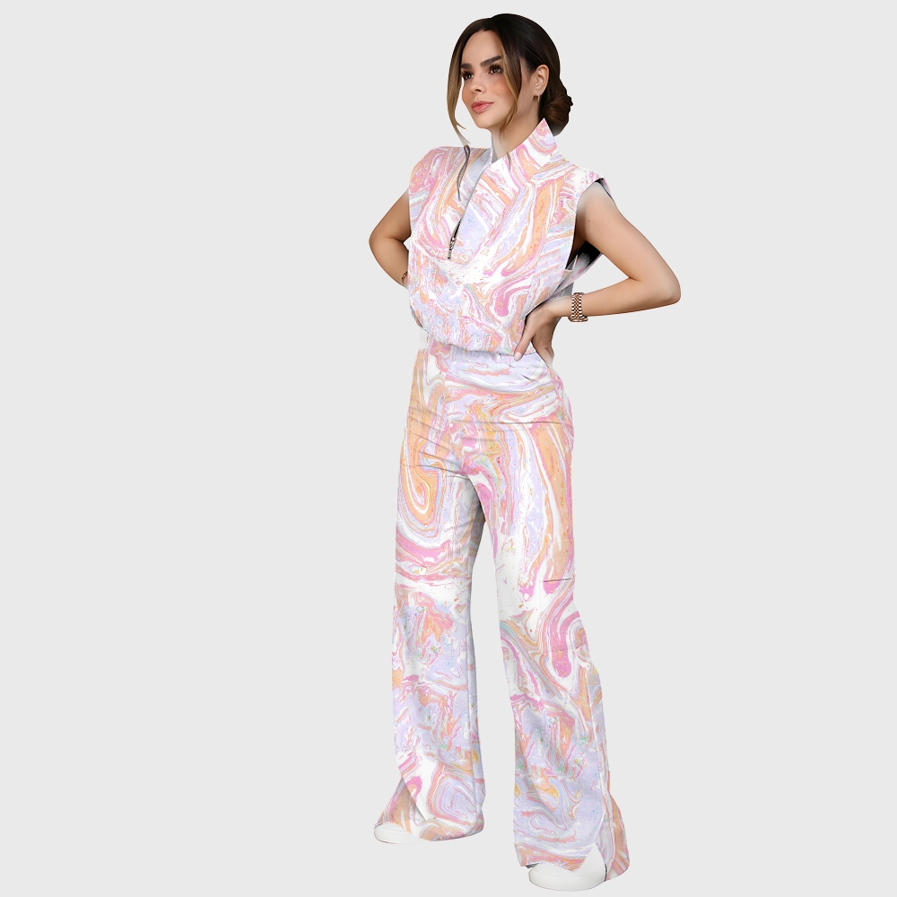 Women's Pastel Fluid Marble Printed Scrub Set  SM04