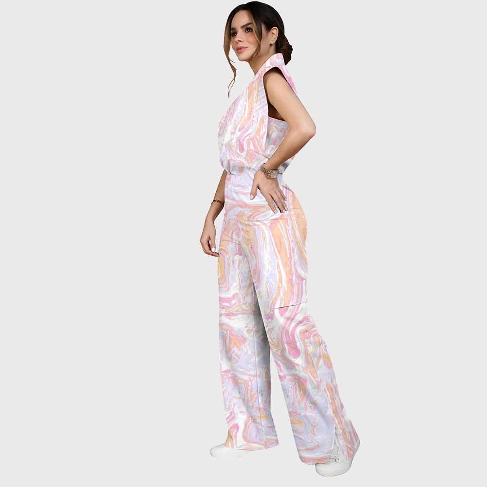 Women's Pastel Fluid Marble Printed Scrub Set  SM04