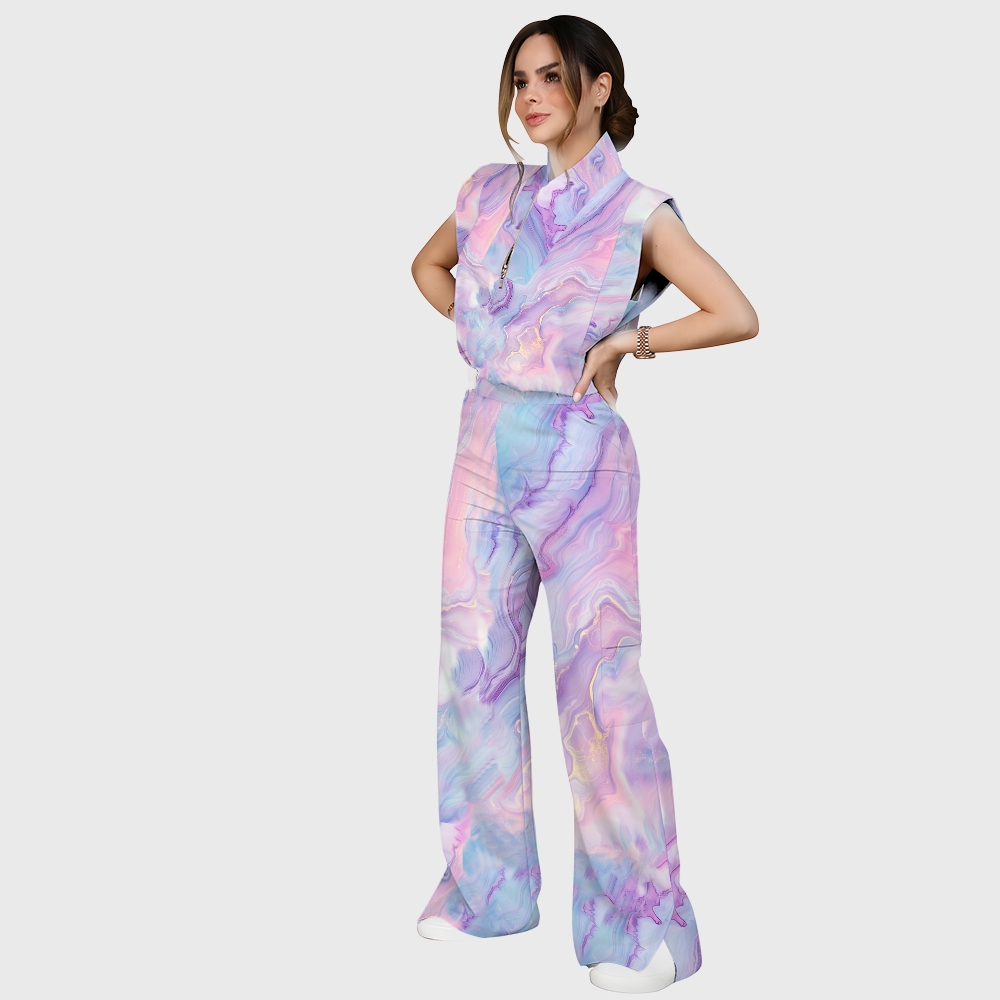 Women's Iridescent Pastel Marble Printed Scrub Set  SM05