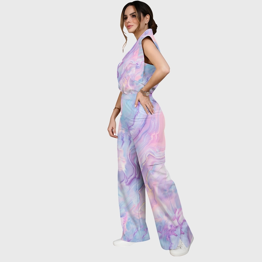 Women's Iridescent Pastel Marble Printed Scrub Set  SM05