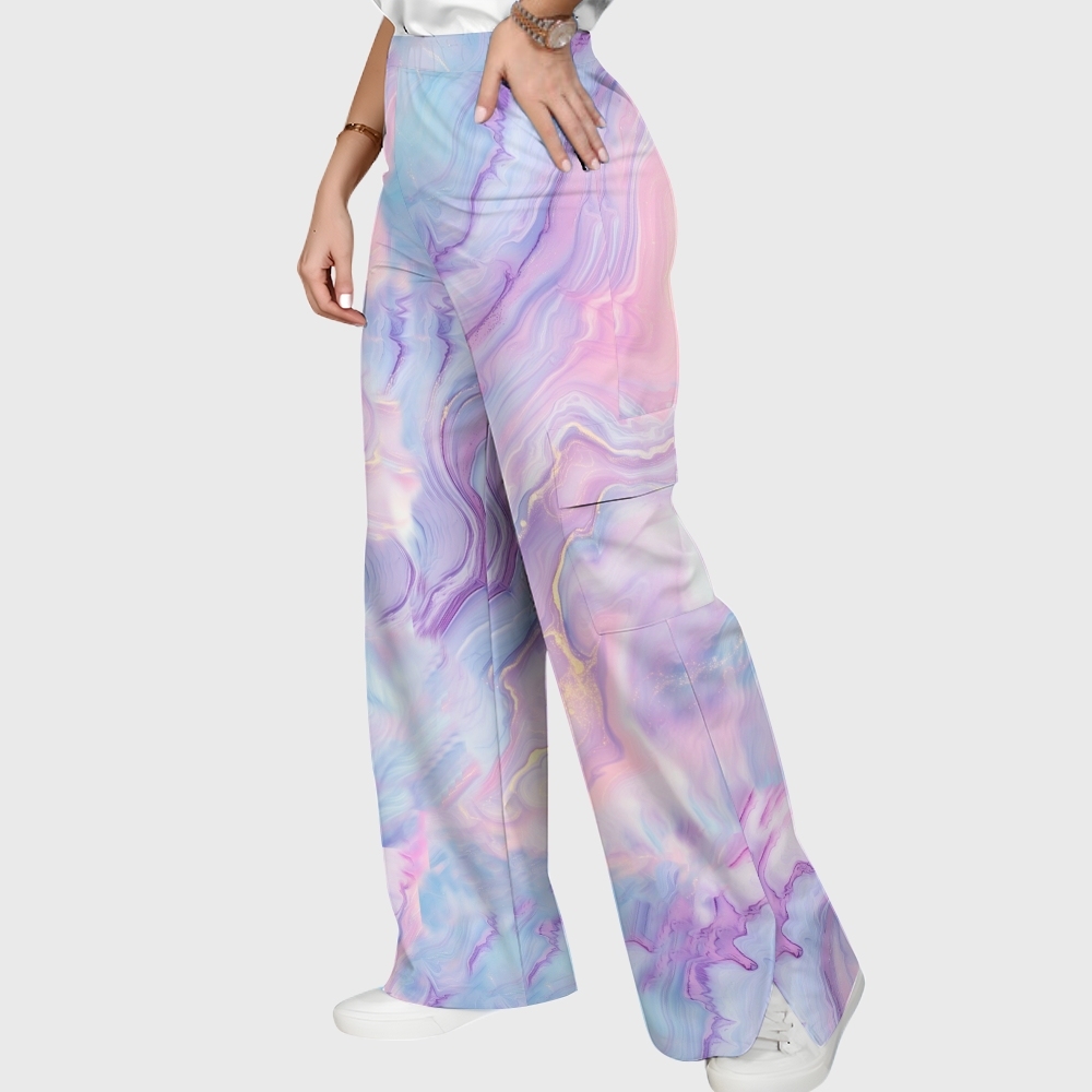 Women's Iridescent Pastel Marble Printed Scrub Set  SM05