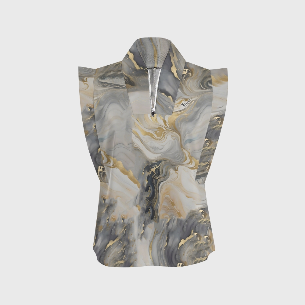 Women's Gold Grey Marble Printed Scrub Set  SM06