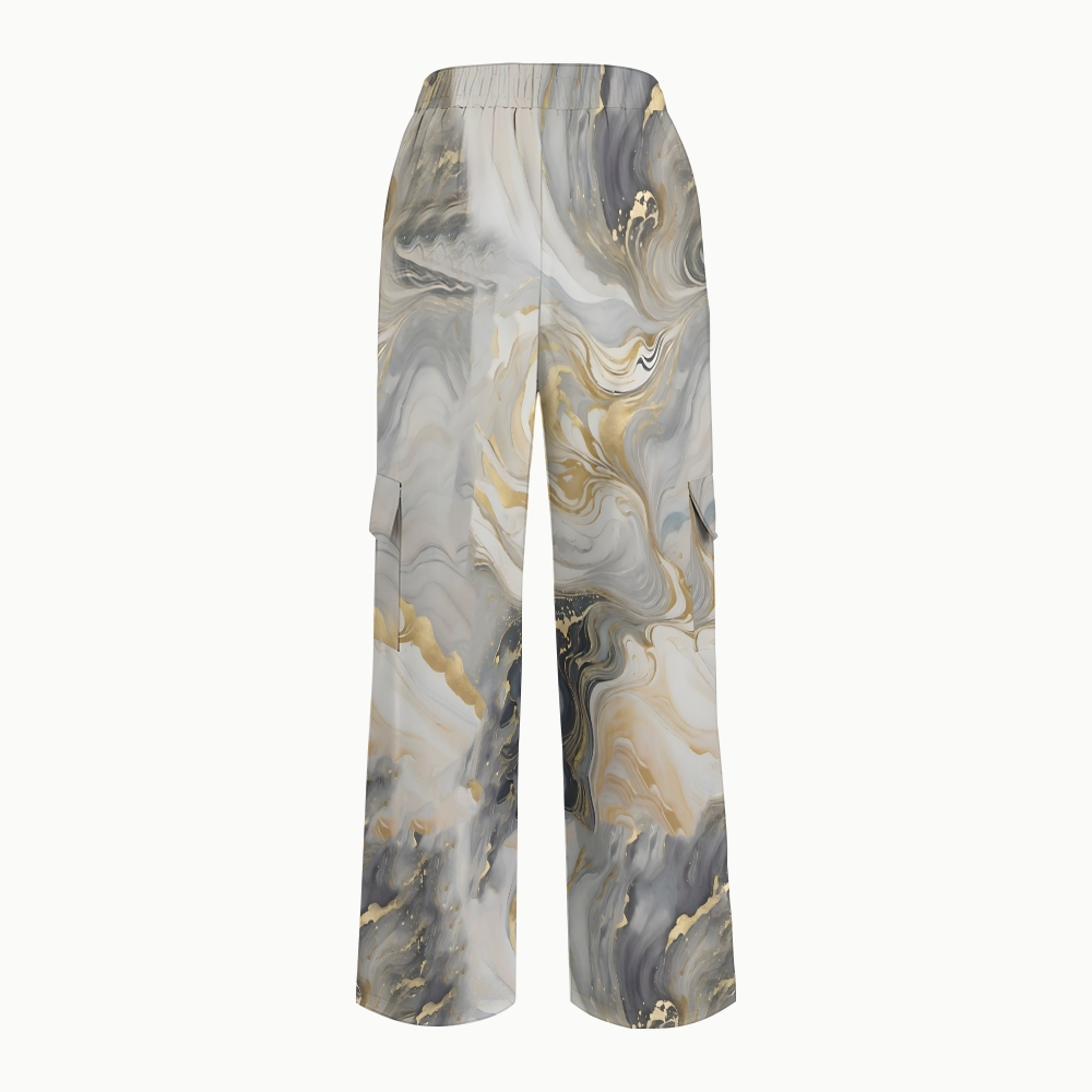 Women's Gold Grey Marble Printed Scrub Set  SM06