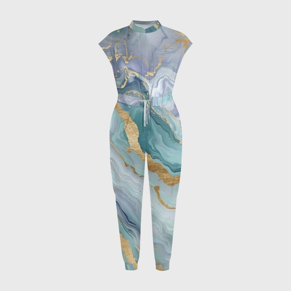 Women's Liquid Marble Printed Scrub Jumpsuit JA10