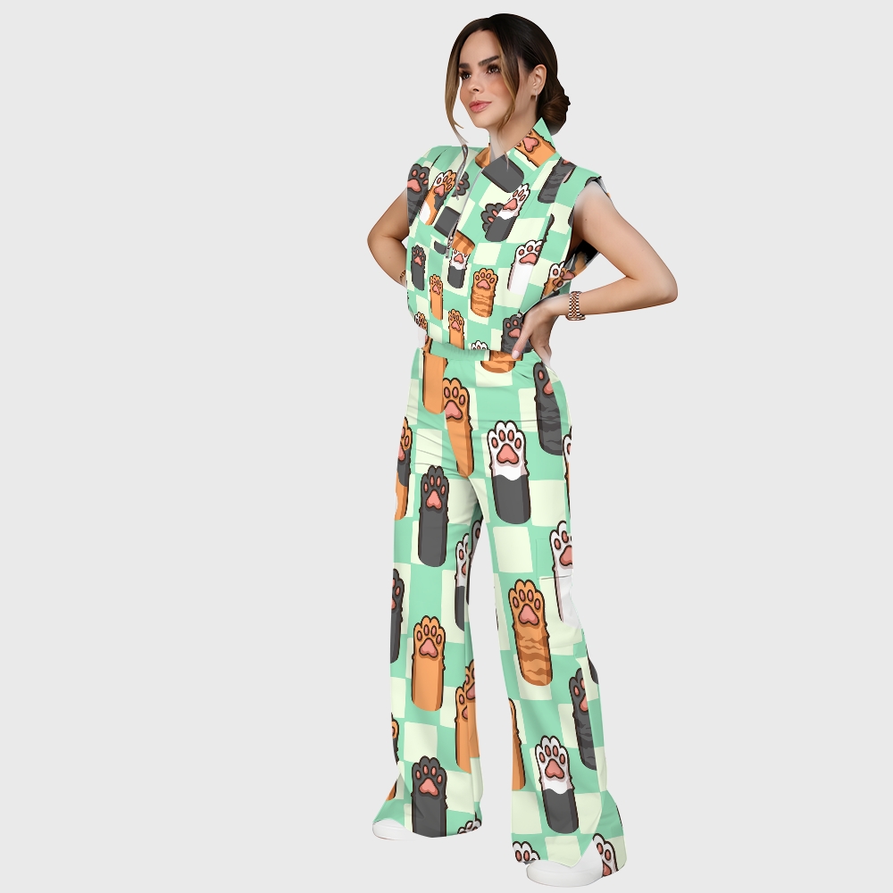 Women's Cat Paw Footprint Scrub Set SN08