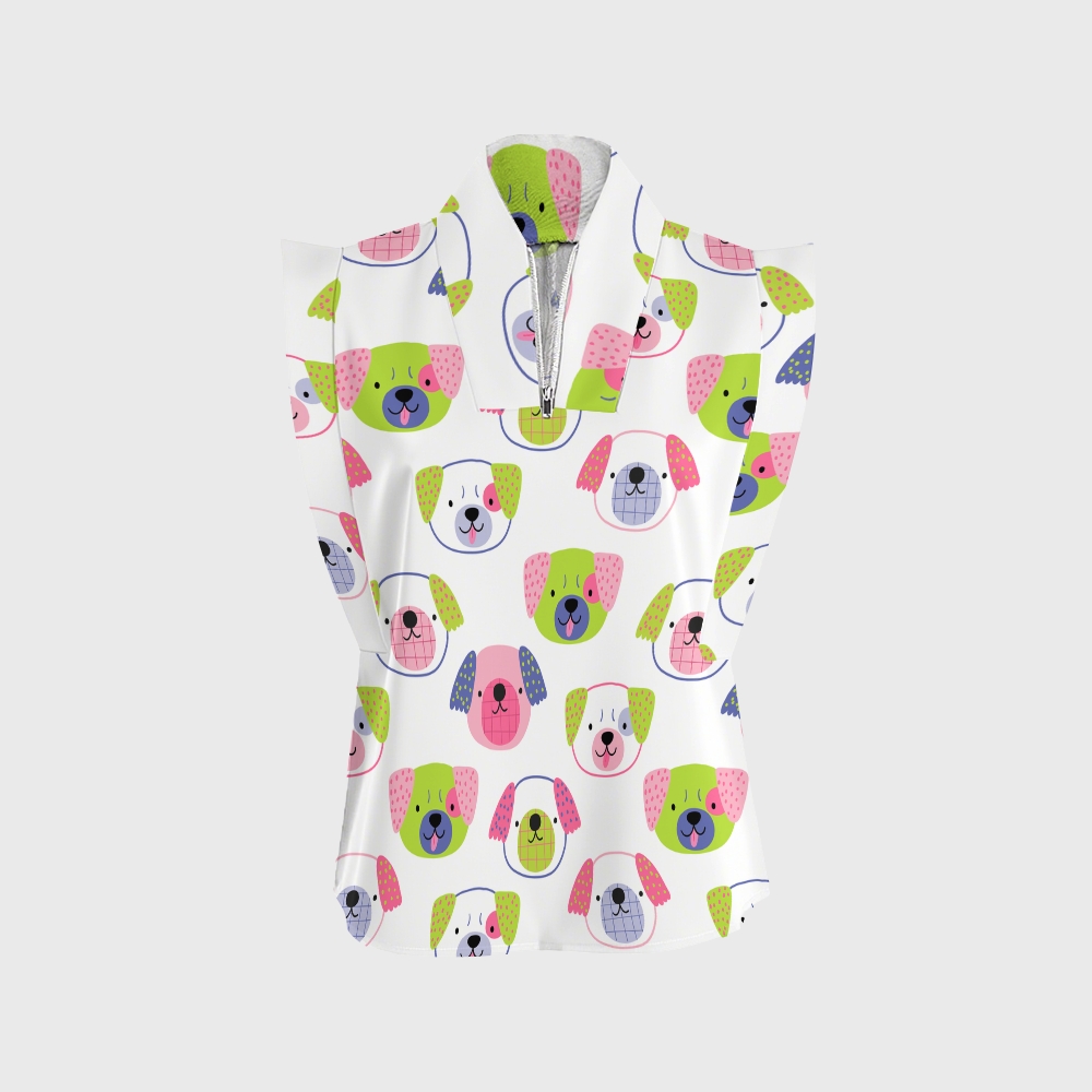 Women's Childish Dog Faces Printed Scrub Set SN09