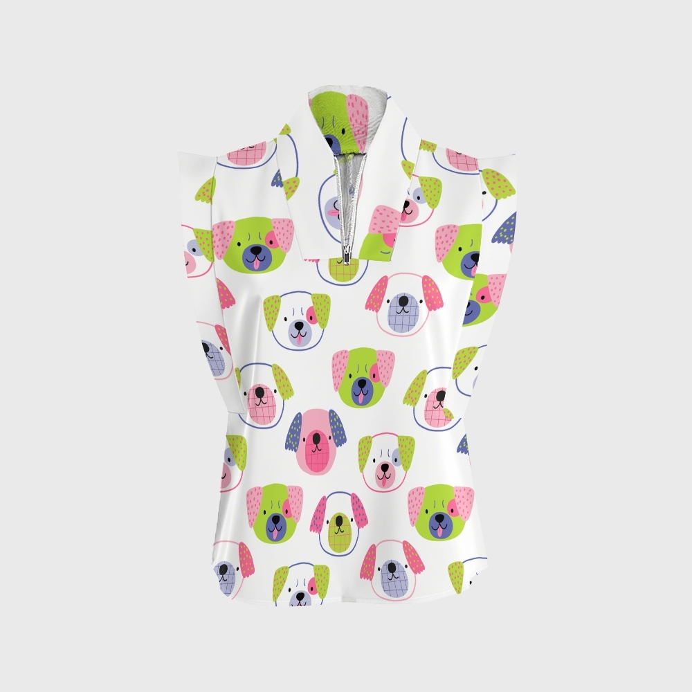 Women's Childish Dog Faces Printed Scrub Set SN09