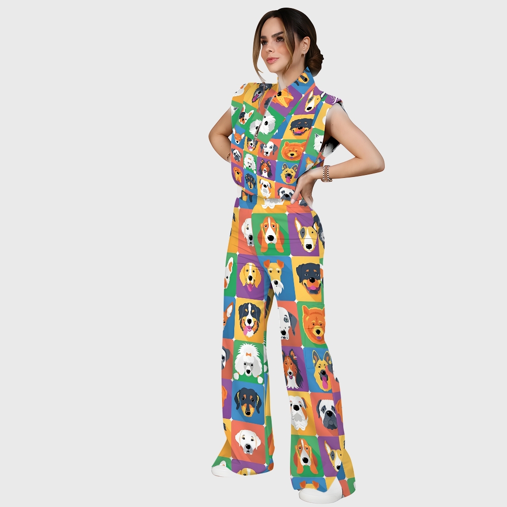 Women's Whimsical Canine College Printed Scrub Set SN10