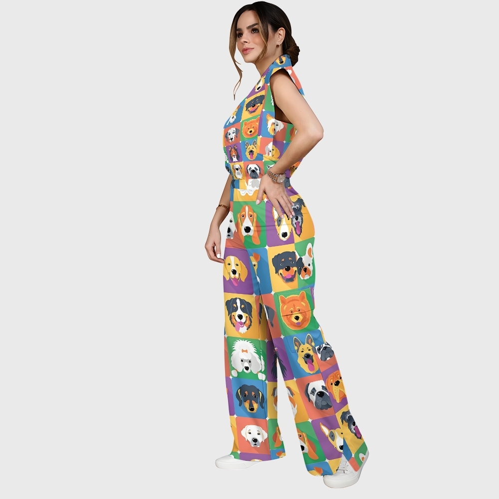 Women's Whimsical Canine College Printed Scrub Set SN10