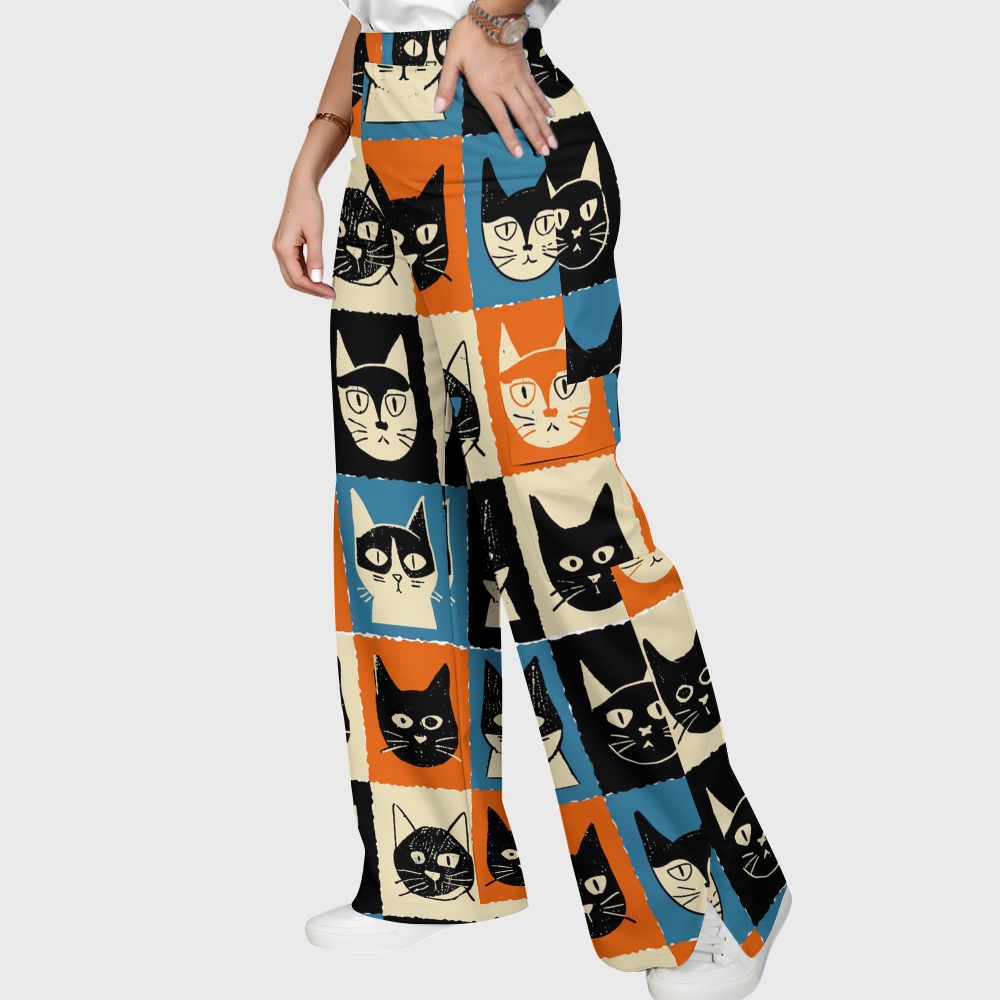 Women's Checkered Cats Printed Scrub Set SN11