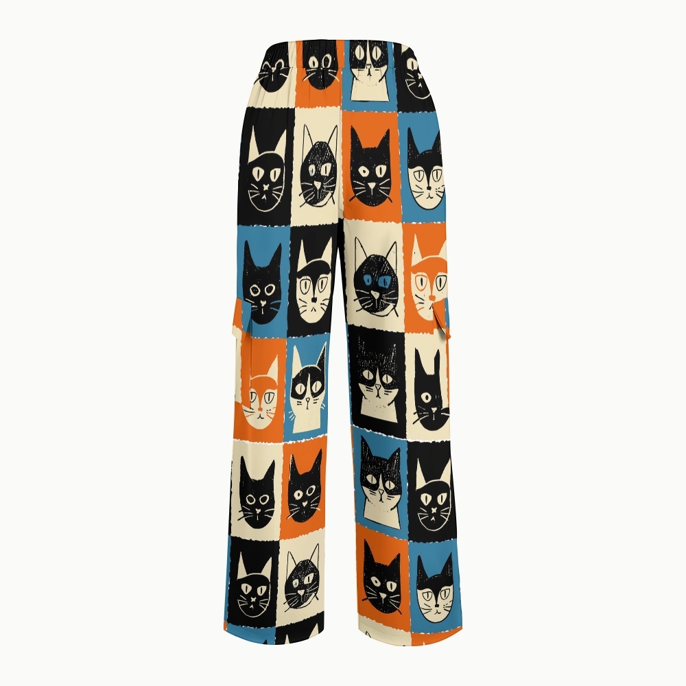 Women's Checkered Cats Printed Scrub Set SN11