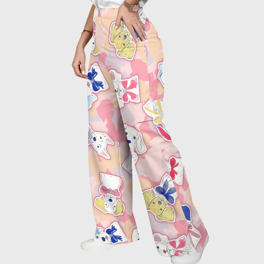 Women's Gentleman Dog Printed Scrub Set SN12