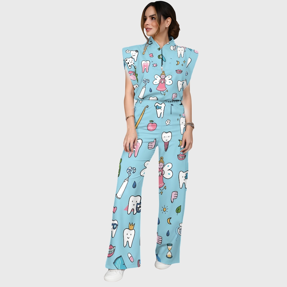Women's Little Tooth Fairy Printed Scrub Set ST01