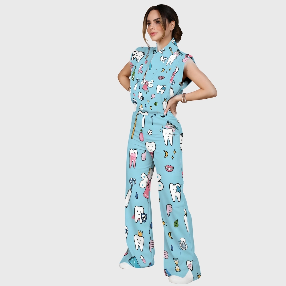 Women's Little Tooth Fairy Printed Scrub Set ST01