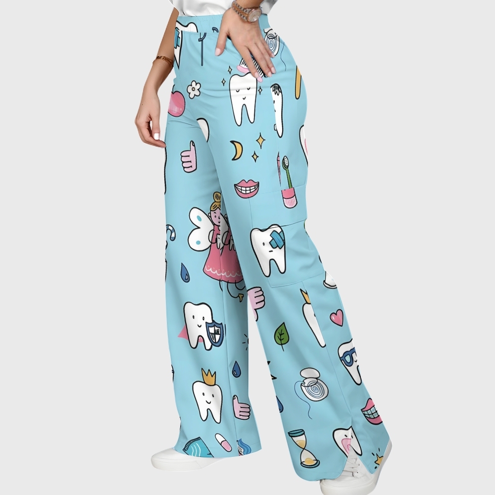 Women's Little Tooth Fairy Printed Scrub Set ST01