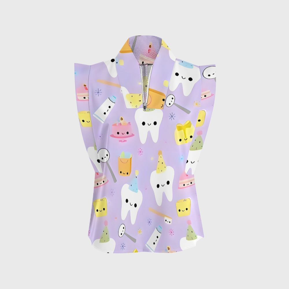 Women's Happy Birthday Teeth Printed Scrub Set ST02