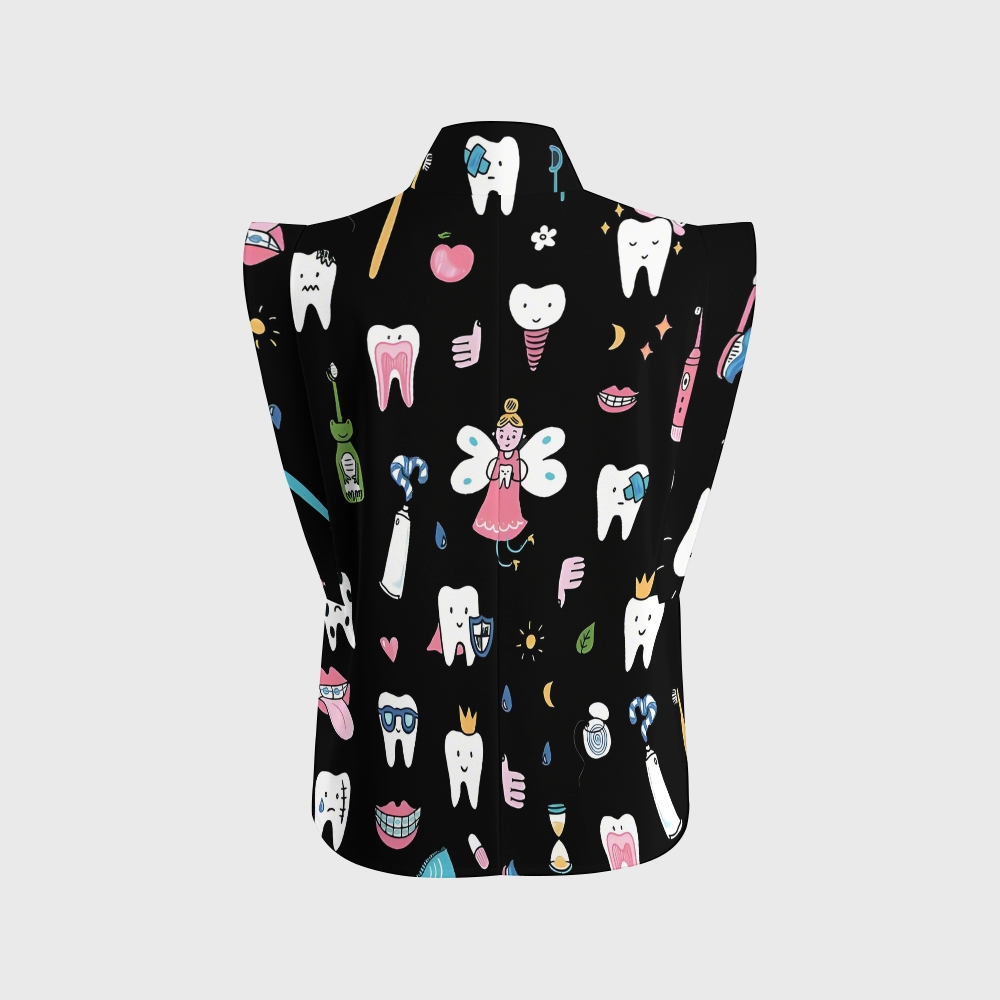 Women's Dentistry Brushing Teeth Printed Scrub Set ST03