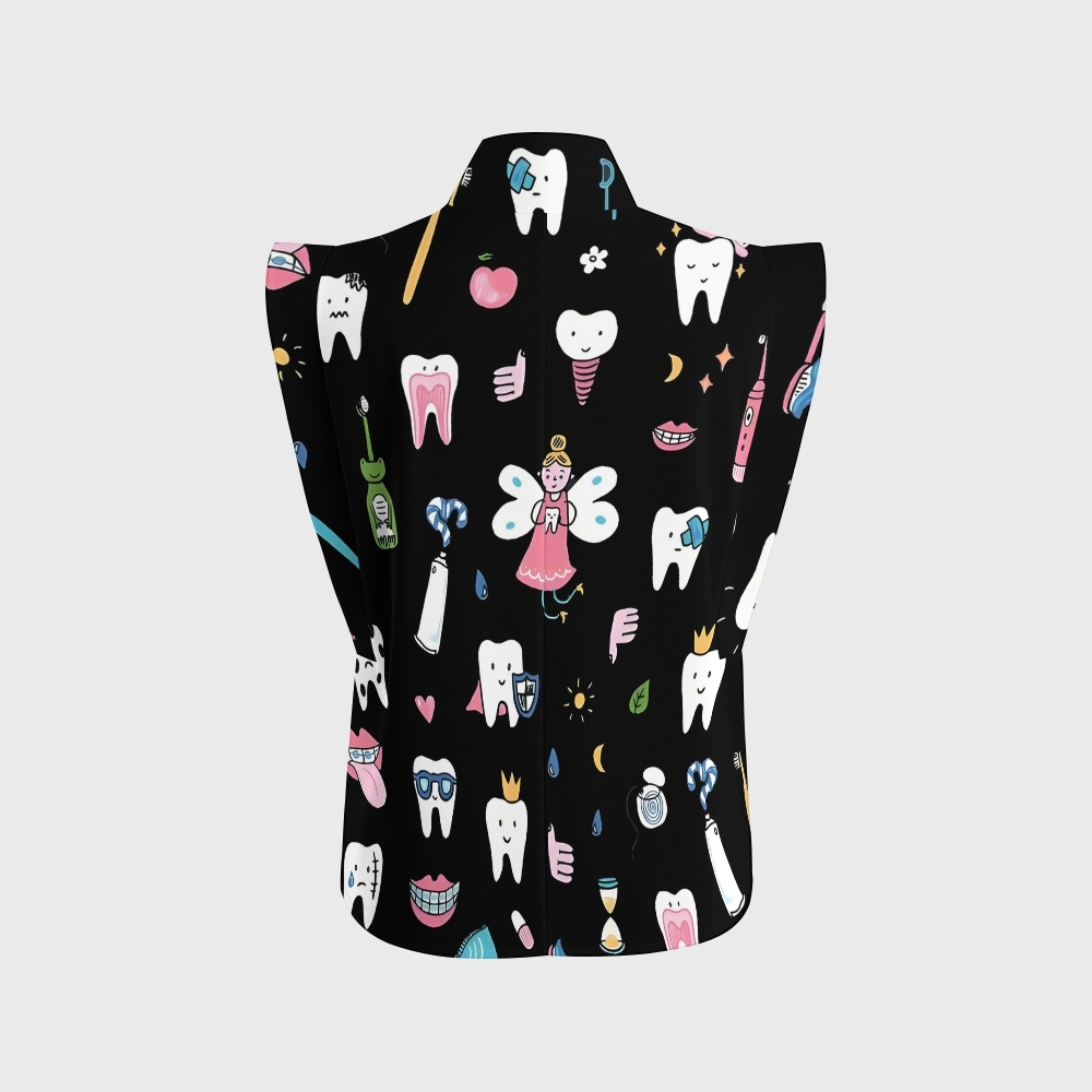 Women's Dentistry Brushing Teeth Printed Scrub Set ST03