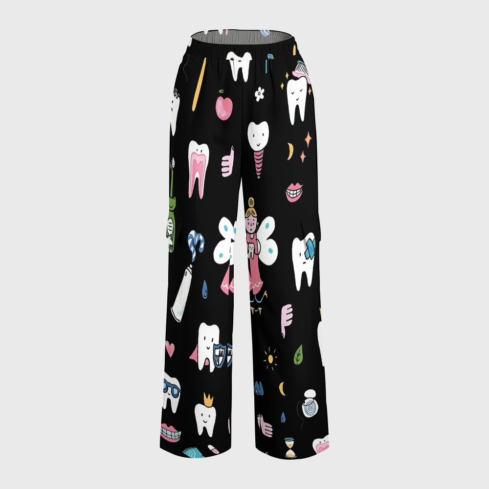 Women's Dentistry Brushing Teeth Printed Scrub Set ST03