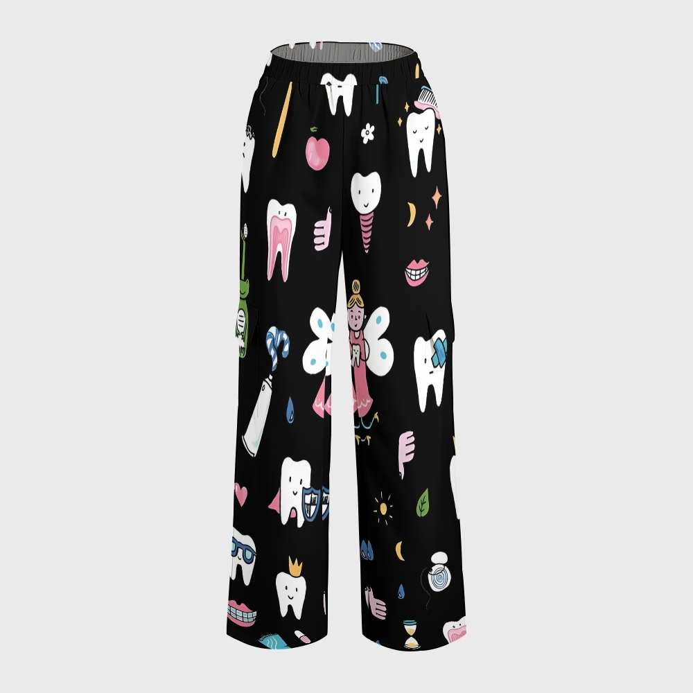 Women's Dentistry Brushing Teeth Printed Scrub Set ST03