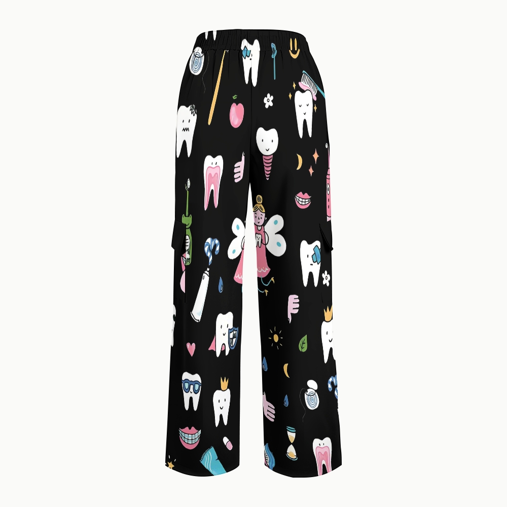 Women's Dentistry Brushing Teeth Printed Scrub Set ST03