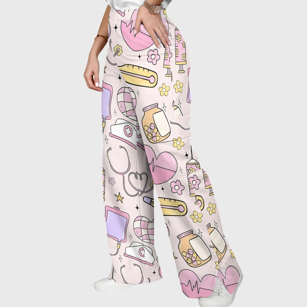 Women's Medical Stuff Printed Nurse Scrub Set ST04