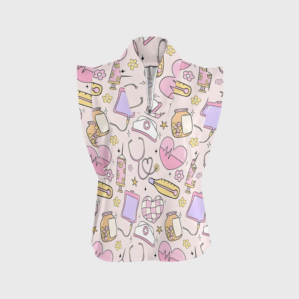 Women's Medical Stuff Printed Nurse Scrub Set ST04