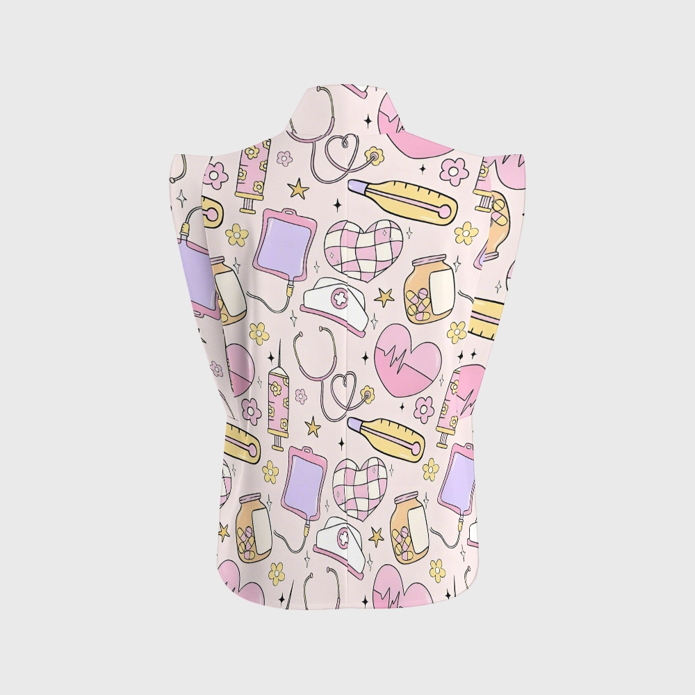 Women's Medical Stuff Printed Nurse Scrub Set ST04