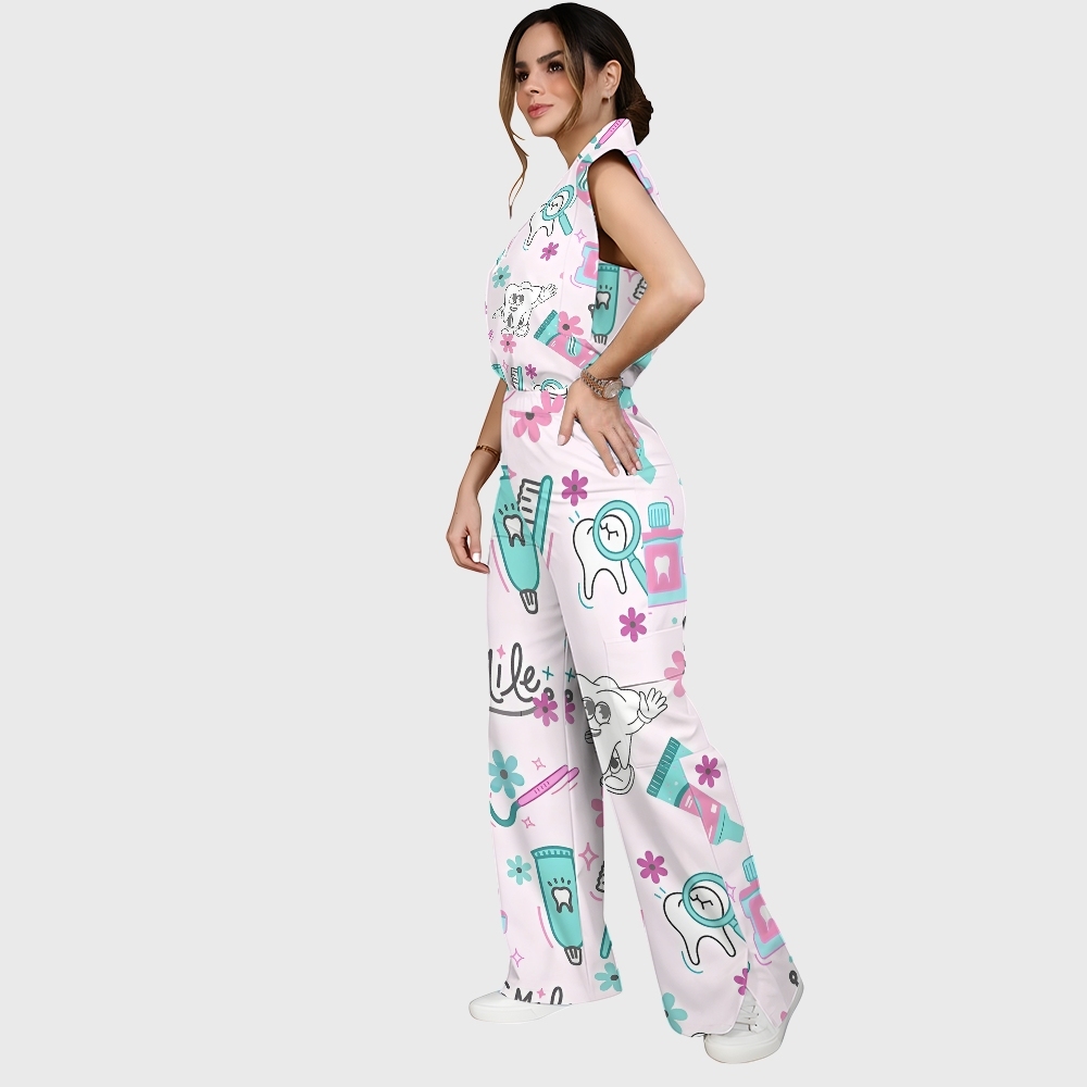 Women's Kawaii Dental Care Printed Scrub Set ST05
