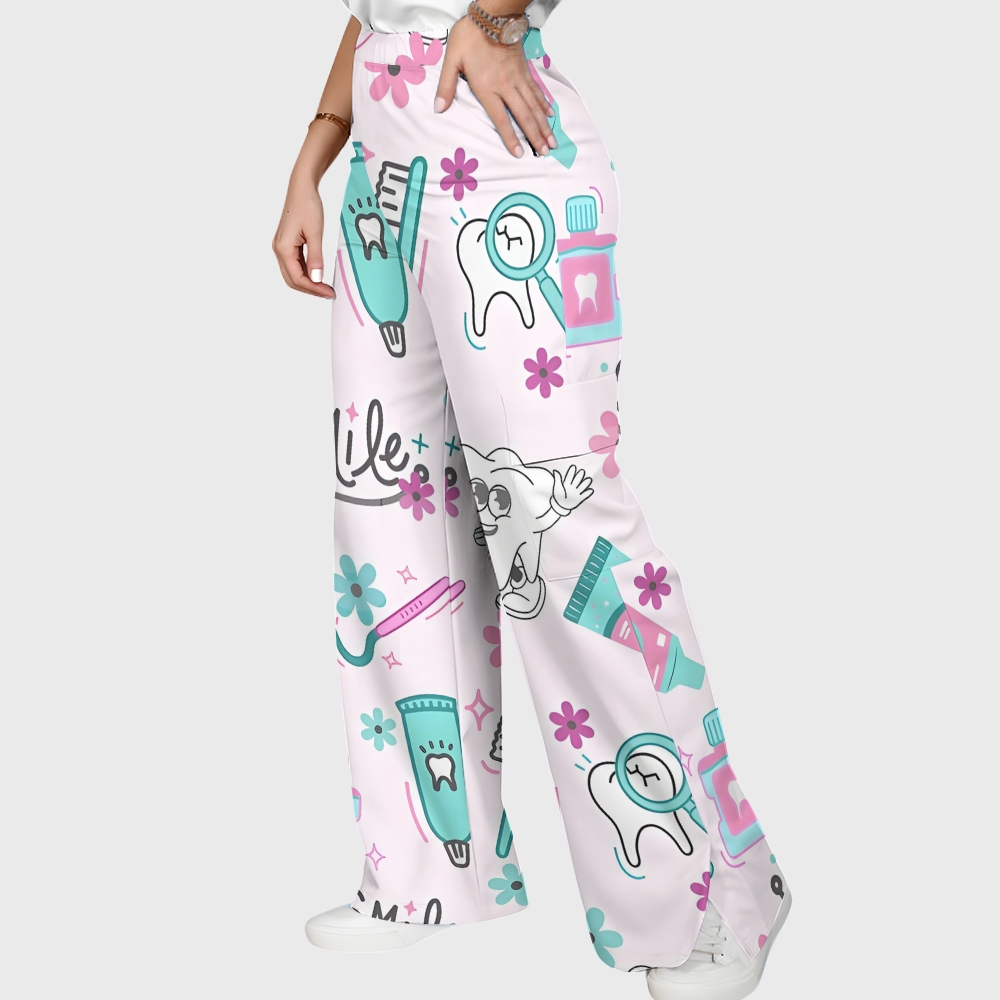 Women's Kawaii Dental Care Printed Scrub Set ST05