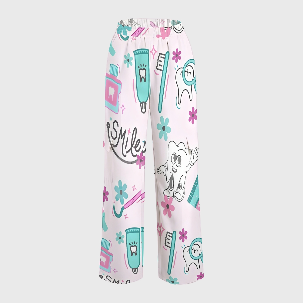 Women's Kawaii Dental Care Printed Scrub Set ST05